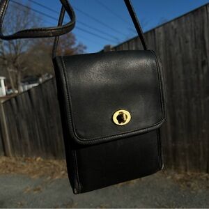 Vintage Coach Scooter Small Sidepack Leather Bag Purse Crossbody Black